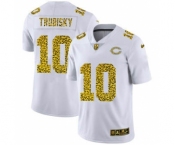 Men's Chicago Bears #10 Mitchell Trubisky Flocked Leopard Print Vapor Limited Football Jersey White