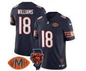 Men's Chicago Bears #18 Caleb Williams Navy F.U.S.E. With Illinois and VMH Patch Limited Football Stitched Jersey