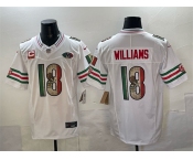Men's Chicago Bears #18 Caleb Williams White Mexico F.U.S.E. With 2-star C Patch And VMH Patch Throwback Stitched Football Jersey