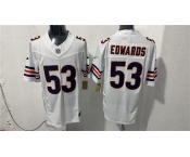 Men's Chicago Bears #53 T.J. Edwards White 2026 F.U.S.E. Vapor Untouchable Limited Football Stitched Jersey Men's Chicago Bears #53 T.J. Edwards White 2026 F.U.S.E. Vapor Untouchable Limited Football Stitched Jersey