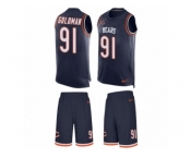 Men's Nike Chicago Bears #91 Eddie Goldman Limited Navy Blue Tank Top Suit NFL Jersey