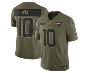 Men's Denver Broncos #10 Bo Nix Olive 2025 Salute to Service Limited Football Stitched Jersey