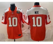 Men's Denver Broncos #10 Bo Nix Orange 2024 F.U.S.E. With 3-Time Champions Patch Throwback Vapor Limited Alternate Football Stitched Jersey