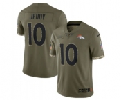 Men's Denver Broncos #10 Jerry Jeudy 2022 Olive Salute To Service Limited Stitched Jersey