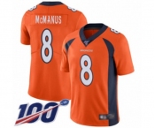 Men's Denver Broncos #8 Brandon McManus Orange Team Color Vapor Untouchable Limited Player 100th Season Football Jersey