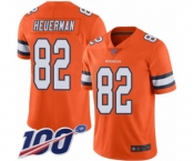 Men's Denver Broncos #82 Jeff Heuerman Limited Orange Rush Vapor Untouchable 100th Season Football Jersey