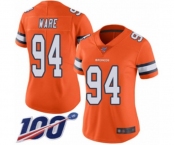 Women's Denver Broncos #94 DeMarcus Ware Limited Orange Rush Vapor Untouchable 100th Season Football Jersey