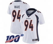 Women's Denver Broncos #94 DeMarcus Ware White Vapor Untouchable Limited Player 100th Season Football Jersey