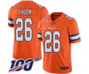 Youth Denver Broncos #26 Isaac Yiadom Limited Orange Rush Vapor Untouchable 100th Season Football Jersey