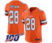 Youth Denver Broncos #28 Royce Freeman Limited Orange Rush Vapor Untouchable 100th Season Football Jersey