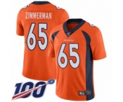 Youth Denver Broncos #65 Gary Zimmerman Orange Team Color Vapor Untouchable Limited Player 100th Season Football Jersey
