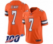 Youth Denver Broncos #7 John Elway Limited Orange Rush Vapor Untouchable 100th Season Football Jersey