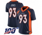 Youth Denver Broncos #93 Dre'Mont Jones Navy Blue Alternate Vapor Untouchable Limited Player 100th Season Football Jersey