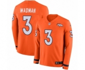 Youth Nike Denver Broncos #3 Colby Wadman Limited Orange Therma Long Sleeve NFL Jersey