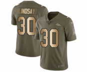 Youth Nike Denver Broncos #30 Phillip Lindsay Limited Olive Gold 2017 Salute to Service NFL Jersey