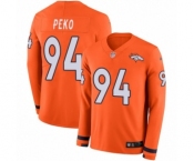 Youth Nike Denver Broncos #94 Domata Peko Limited Orange Therma Long Sleeve NFL Jersey