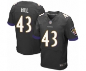 Men's Baltimore Ravens #43 Justice Hill Elite Black Alternate Football Jersey