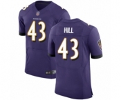 Men's Baltimore Ravens #43 Justice Hill Purple Team Color Vapor Untouchable Elite Player Football Jersey