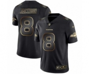 Men Baltimore Ravens #8 Lamar Jackson Black Golden Edition 2019 Vapor Untouchable Limited Jersey