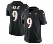 Men Baltimore Ravens #9 Justin Tucker Black 2023 F U S E With John Madden Patch Vapor Limited Stitched Football Jersey