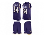 Men Nike Baltimore Ravens #34 Alex Collins Limited Purple Tank Top Suit NFL Jersey
