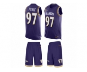 Men Nike Baltimore Ravens #97 Michael Pierce Limited Purple Tank Top Suit NFL Jersey