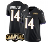 Men's Baltimore Ravens #14 Kyle Hamilton Black 2023 F.U.S.E. AFC North Champions Vapor Limited Football Stitched Jersey