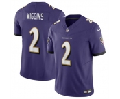 Men's Baltimore Ravens #2 Nate Wiggins Purple 2024 Draft F.U.S.E. Vapor Limited Football Jersey