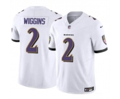 Men's Baltimore Ravens #2 Nate Wiggins White 2024 Draft F.U.S.E. Vapor Limited Football Jersey