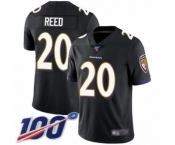 Men's Baltimore Ravens #20 Ed Reed Black Alternate Vapor Untouchable Limited Player 100th Season Football Jersey