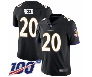 Men's Baltimore Ravens #20 Ed Reed Black Alternate Vapor Untouchable Limited Player 100th Season Football Jersey