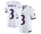 Men's Baltimore Ravens #3 Odell Beckham Jr. White 2023 F.U.S.E. Vapor Untouchable Stitched Jersey