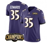 Men's Baltimore Ravens #35 Gus Edwards Purple 2023 F.U.S.E. AFC North Champions Vapor Limited Football Stitched Jersey