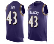 Men's Baltimore Ravens #43 Justice Hill Limited Purple Player Name & Number Tank Top Football Jersey