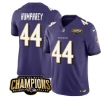 Men's Baltimore Ravens #44 Marlon Humphrey Purple 2023 F.U.S.E. AFC North Champions Vapor Limited Football Stitched Jersey