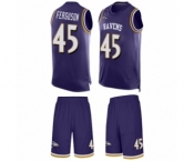 Men's Baltimore Ravens #45 Jaylon Ferguson Limited Purple Tank Top Suit Football Jersey