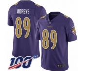 Men's Baltimore Ravens #89 Mark Andrews Limited Purple Rush Vapor Untouchable 100th Season Football Jersey