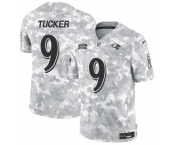 Men's Baltimore Ravens #9 Justin Tucker 2024 F.U.S.E. Arctic Camo Salute to Service Limited Football Stitched Jersey