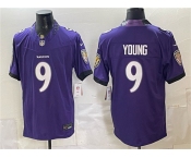 Men's Baltimore Ravens #9 Zion Young Purple 2026 F.U.S.E. Vapor Limited Football Stitched Jersey Men's Baltimore Ravens #9 Zion Young Purple 2026 F.U.S.E. Vapor Limited Football Stitched Jersey