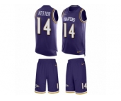 Men's Nike Baltimore Ravens #14 Devin Hester Limited Purple Tank Top Suit NFL Jersey