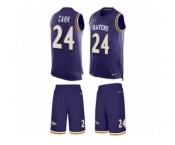 Men's Nike Baltimore Ravens #24 Brandon Carr Limited Purple Tank Top Suit NFL Jersey