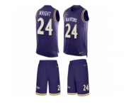Men's Nike Baltimore Ravens #24 Shareece Wright Limited Purple Tank Top Suit NFL Jersey