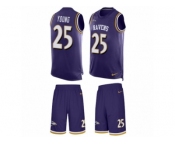 Men's Nike Baltimore Ravens #25 Tavon Young Limited Purple Tank Top Suit NFL Jersey