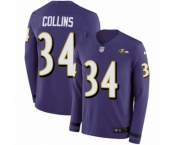 Nike Baltimore Ravens #34 Alex Collins Limited Purple Therma Long Sleeve NFL Jersey