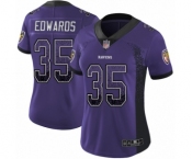 Women's Baltimore Ravens #35 Gus Edwards Limited Purple Rush Drift Fashion Football Jersey