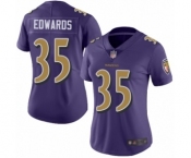 Women's Baltimore Ravens #35 Gus Edwards Limited Purple Rush Vapor Untouchable Football Jersey