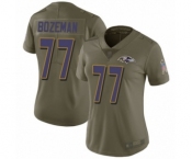 Women's Baltimore Ravens #77 Bradley Bozeman Limited Olive 2017 Salute to Service Football Jersey