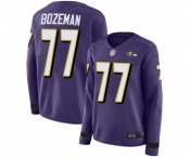 Women's Baltimore Ravens #77 Bradley Bozeman Limited Purple Therma Long Sleeve Football Jersey