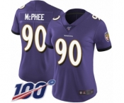 Women's Baltimore Ravens #90 Pernell McPhee Purple Team Color Vapor Untouchable Limited Player 100th Season Football Jersey
