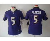nike women nfl jerseys baltimore ravens #5 flacco purple[nike limited]